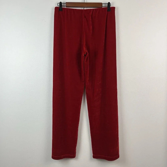 PajamaGram Velour Long Sleeve Pajamas Set Womens‎ M Red Christmas Holiday - Picture 9 of 16